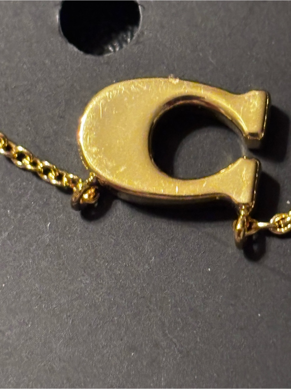 Coach Gold Crystal 'C' Logo Pendant Necklace - Picture 5 of 8